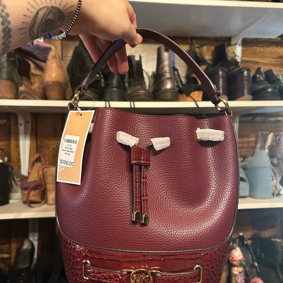 Michael Kors Red Leather Bucket Bag - Picture 2 of 7